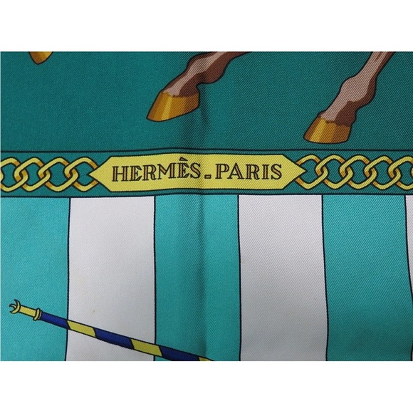 Hermes Teal and Red Equestrian Scarf - Picture 7 of 12